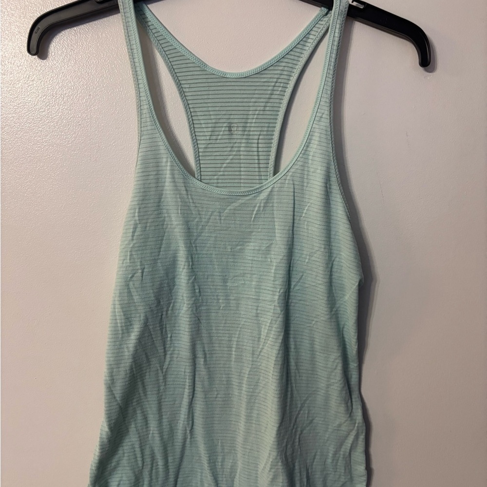 Lululemon 105 F Singlet Tank Top Teal Blue Luon Silverescent Racerback Loose